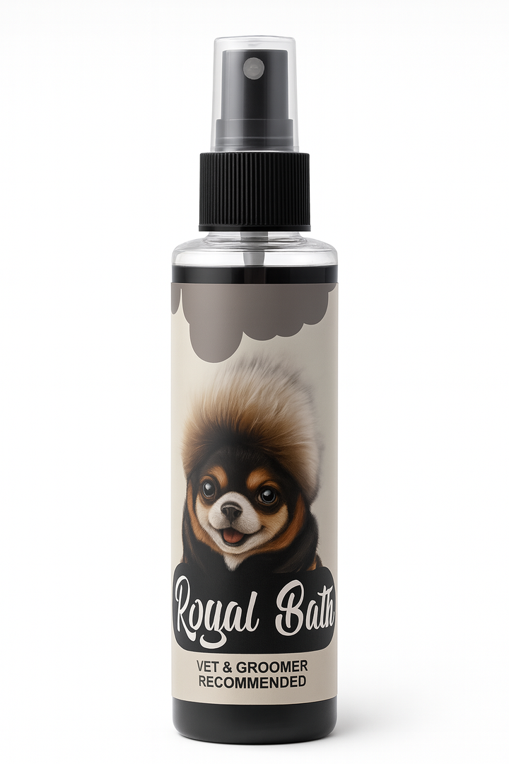 Dog grooming shampoo bottle with a dog's face from poppo pets
