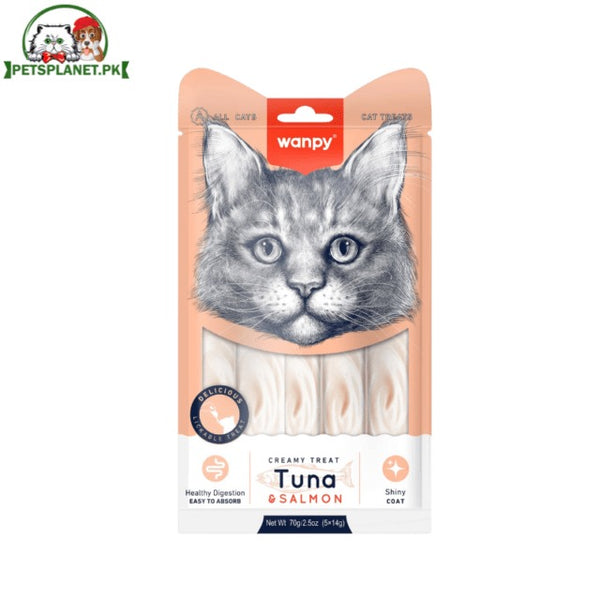 Wanpy Creamy Lickable Treat – Tuna & Salmon (5 x 14g)