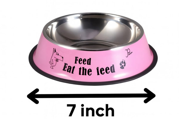 7 Inch Pink Stainless Steel Pet Bowl