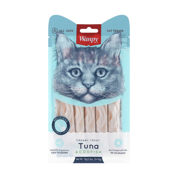 Wanpy Creamy Treat – Tuna & Codfish (5 x 14g)