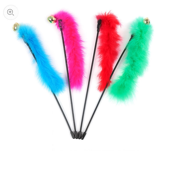Interactive Feather Wand Cat Toy with Bell