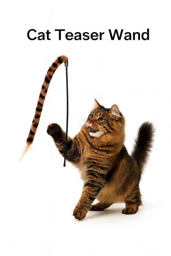 Furry Feather Wand Cat Toy – Interactive Play Stick