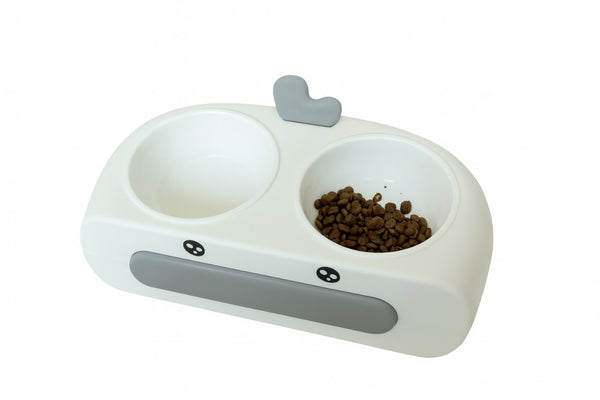 Double Cat Food & Water Bowl – Cute Whale Design