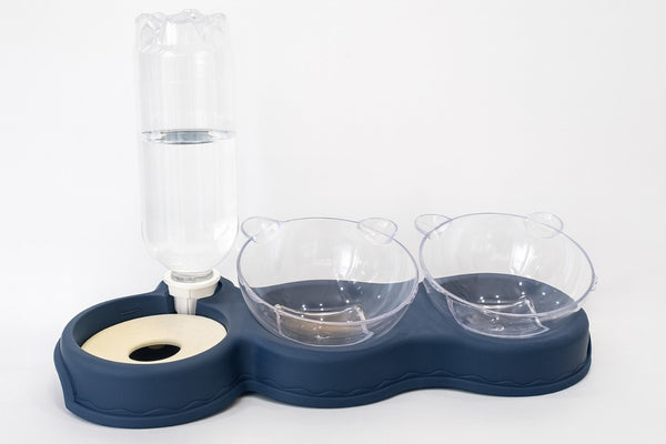 3-in-1 Cat n Dog Food & Water Bowl with Automatic Water Dispenser