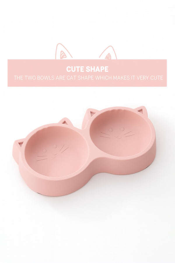 Double Cat n dog Food & Water Bowl – Cute Cat Design